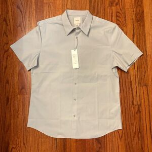 CALVIN KLEIN NWT Gray Violet Short Sleeve Button-Up Shirt Size L